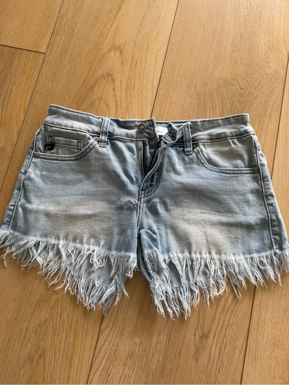 KanCan Light Blue Distressed Frayed Hem Denim Shorts